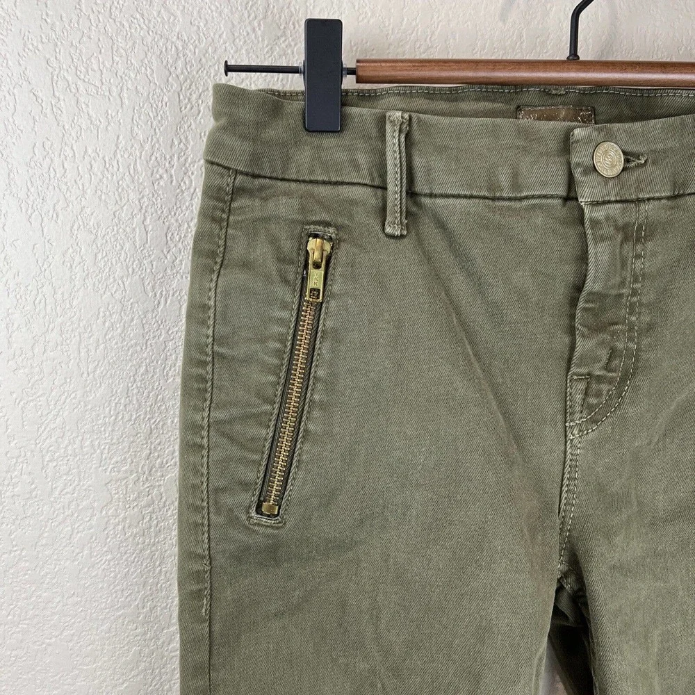 Mother Jeans Women 25 Green Crop Zipper‎ Zip Muse Moss Military